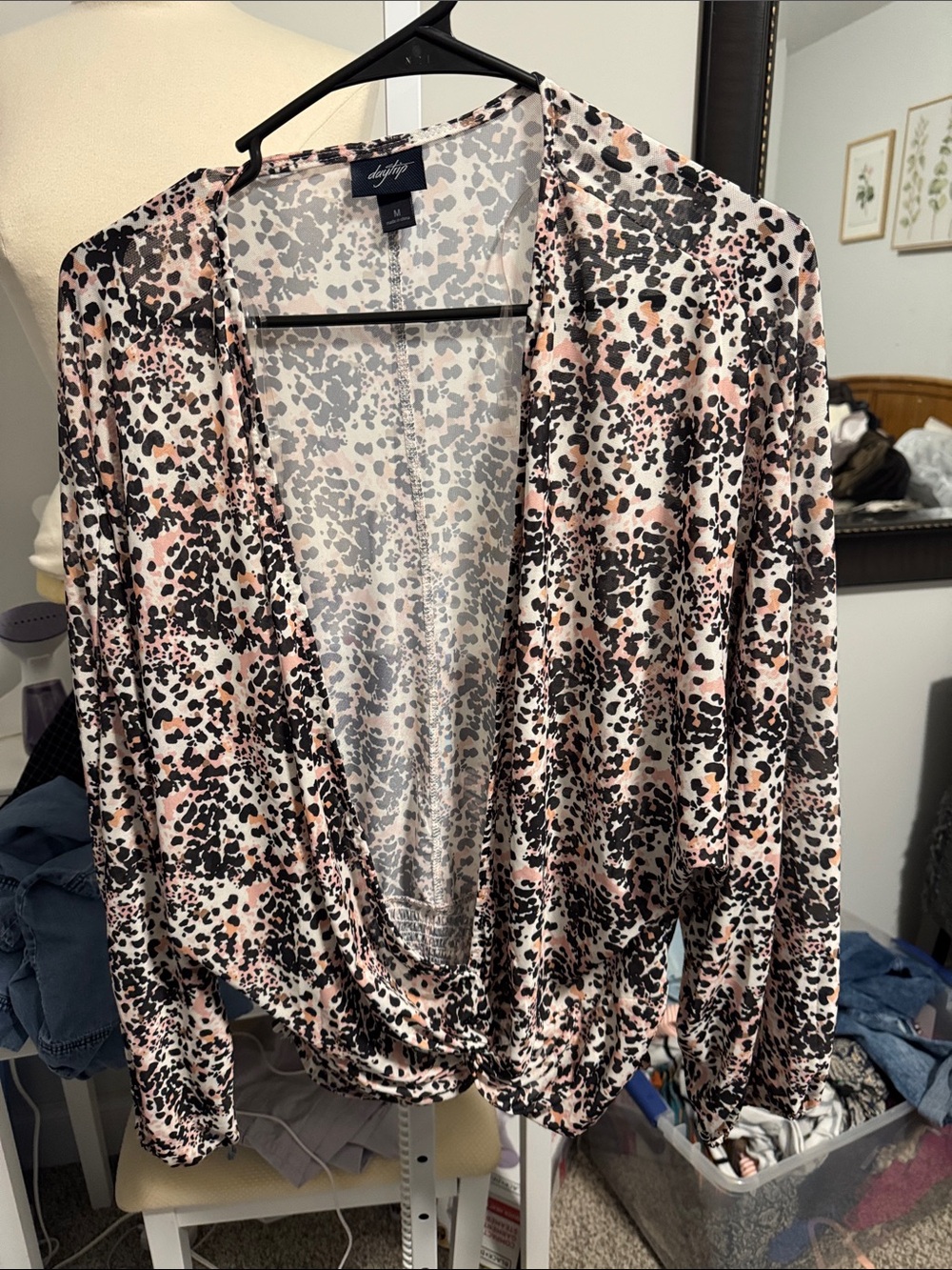 Pink & Black Animal Print Wrap Top